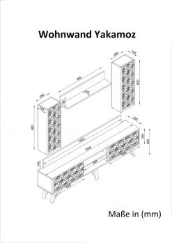 4-teilige Wohnwand - Walnussbraun - 180 cm -Wohnzimmer Verkäufe 9004973300 04 1600Wx1600H