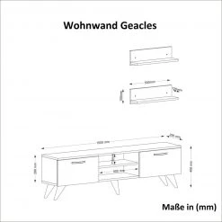 3-teilige Wohnwand - weiß-Marmor - 150 cm -Wohnzimmer Verkäufe 9004973500 04 1600Wx1600H
