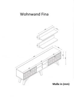 3-teilige Wohnwand - Walnuss - 150 cm -Wohnzimmer Verkäufe 9004973700 04 1600Wx1600H