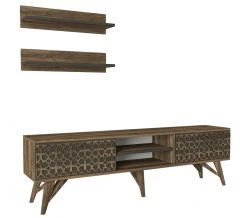 3-teilige Wohnwand - Walnuss - 150 cm