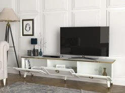 TV-Lowboard - weiß - goldfarbene Griffe - 180 cm -Wohnzimmer Verkäufe 9004973900 03 1600Wx1600H