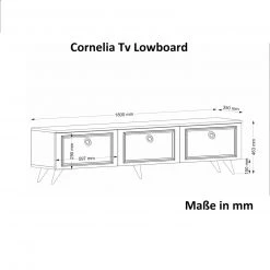 TV-Lowboard - weiß - goldfarbene Griffe - 180 cm -Wohnzimmer Verkäufe 9004973900 04 1600Wx1600H