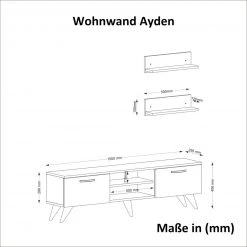 3-teilige Wohnwand - braun - Marmoroptik - mit Metallgriffen -Wohnzimmer Verkäufe 9004974000 04 1600Wx1600H