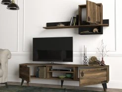 2-teilige Wohnwand - Walnuss - mit Metallgriffen -Wohnzimmer Verkäufe 9004974400 03 1600Wx1600H