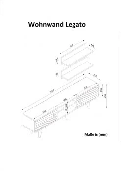 3-teilige Wohnwand - Walnuss - Metallgriffe - 150 cm 7 3-teilige Wohnwand - Walnuss - Metallgriffe - 150 cm -Wohnzimmer Verkäufe 9004974500 04 1600Wx1600H
