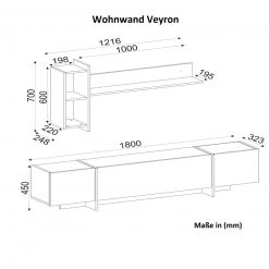2-teilige Wohnwand - Marmor-braun - 180 cm -Wohnzimmer Verkäufe 9004975000 04 1600Wx1600H