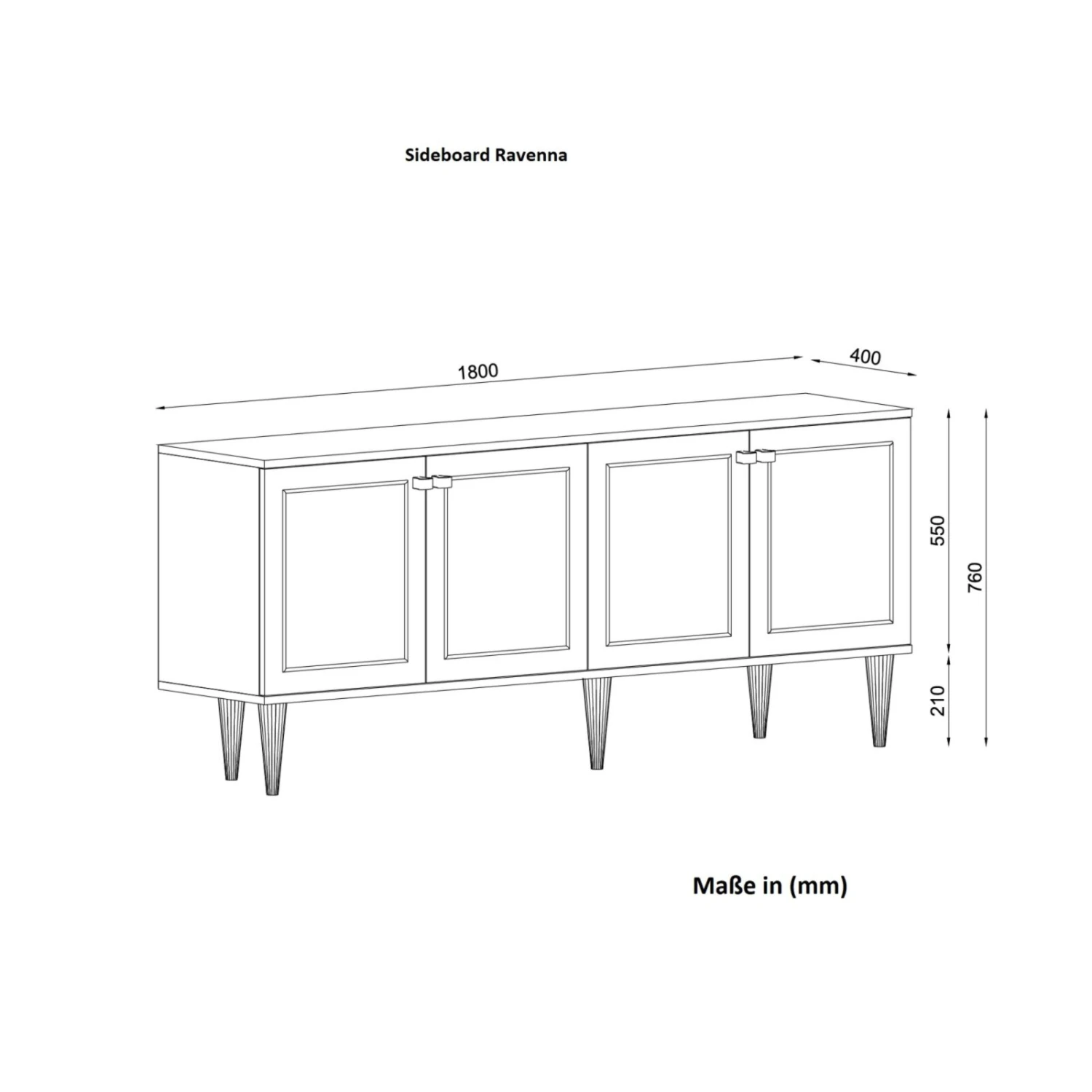 Sideboard - weiß - gold - Marmor-Platte - 180 cm 4 Sideboard - weiß - gold - Marmor-Platte - 180 cm – Bild 4