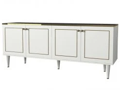 Sideboard - weiß - gold - Marmor-Platte - 180 cm