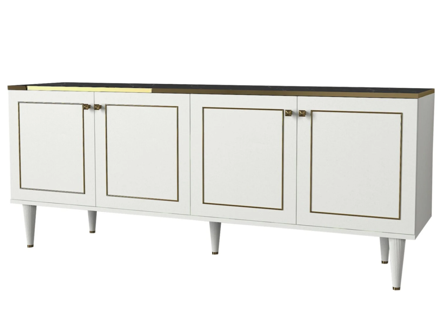 Sideboard - weiß - gold - Marmor-Platte - 180 cm 1 Sideboard - weiß - gold - Marmor-Platte - 180 cm