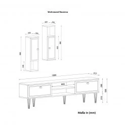 3-teilige Wohnwand - weiß-gold - Marmor-Optik - 180 cm -Wohnzimmer Verkäufe 9004975500 04 1600Wx1600H