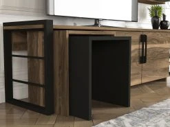 2-teilige Wohnwand - Walnuss-schwarz - 180 cm -Wohnzimmer Verkäufe 9004975600 03 1600Wx1600H
