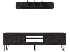 2-teilige Wohnwand - braun-dunkelgrau - 180 cm