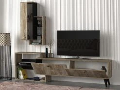 2-teilige Wohnwand - Eiche-schwarz - 198 cm -Wohnzimmer Verkäufe 9004975900 03 1600Wx1600H