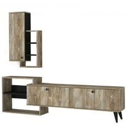 2-teilige Wohnwand - Eiche-schwarz - 198 cm