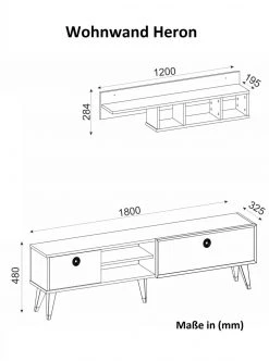 2-teilige Wohnwand - braun-dunkelgrün - 180 cm -Wohnzimmer Verkäufe 9004976000 04 1600Wx1600H