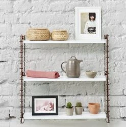 Bücherregal - weiß-bronze - 3 Ablagen - 70 cm 7 Bücherregal - weiß-bronze - 3 Ablagen - 70 cm -Wohnzimmer Verkäufe 9005170200 04 1600Wx1600H