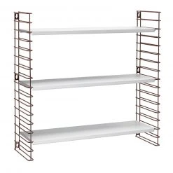 Bücherregal - weiß-bronze - 3 Ablagen - 70 cm