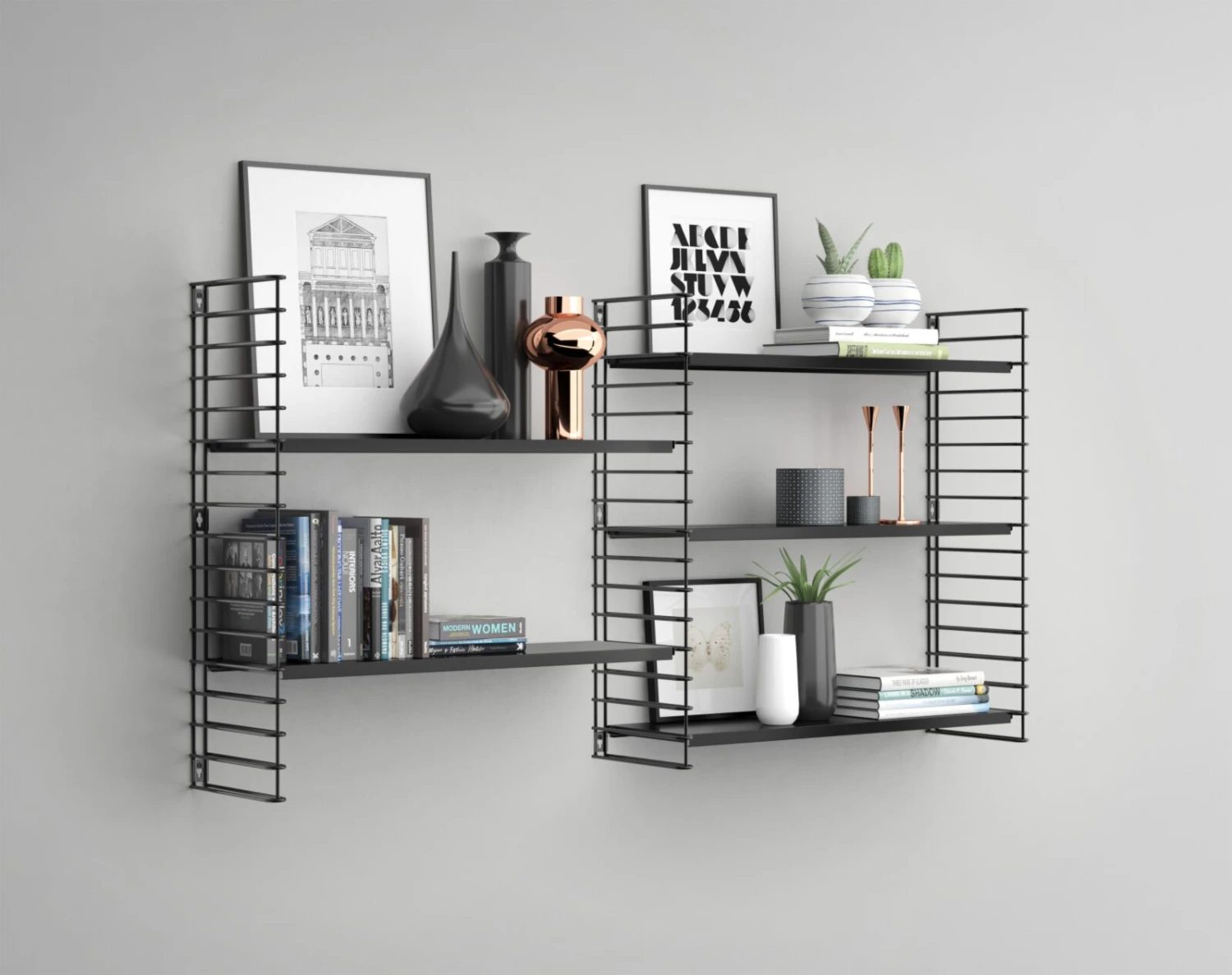 3-teiliges Wandregal - schwarz - Erweiterungs-Set 3 3-teiliges Wandregal - schwarz - Erweiterungs-Set – Bild 3