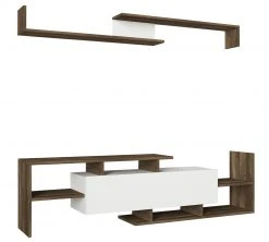 2-teilige Wohnwand - Walnuss-weiß - 180 cm