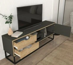 TV-Lowboard - natur-anthrazit - 150 cm -Wohnzimmer Verkäufe 9005258500 03 1600Wx1600H