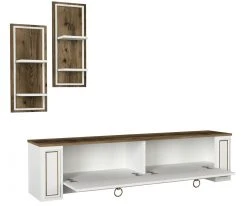 Wohnwand - weiß - Walnuss - mit Hängeregalen - 180 cm -Wohnzimmer Verkäufe 9005259100 03 1600Wx1600H