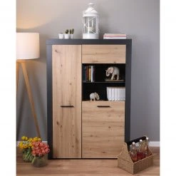 Vitrine CORBETO - anthrazit - Artisan Eiche - 100 cm -Wohnzimmer Verkäufe 9005263200 05 1600Wx1600H