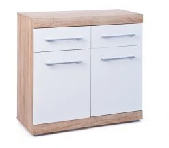 Kommode LUBLIN - weiß - Sonoma Eiche - 95 cm
