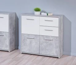 Kommode NICOLUS - weiß - Betonoptik - 77 cm breit -Wohnzimmer Verkäufe 9005267700 04 1600Wx1600H