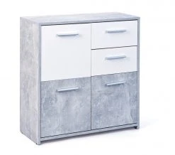 Kommode NICOLUS - weiß - Betonoptik - 77 cm breit