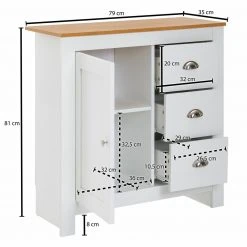 Kommode - weiß-Eiche - 35x81 cm 6 Kommode - weiß-Eiche - 35x81 cm -Wohnzimmer Verkäufe 9005273900 02 1600Wx1600H