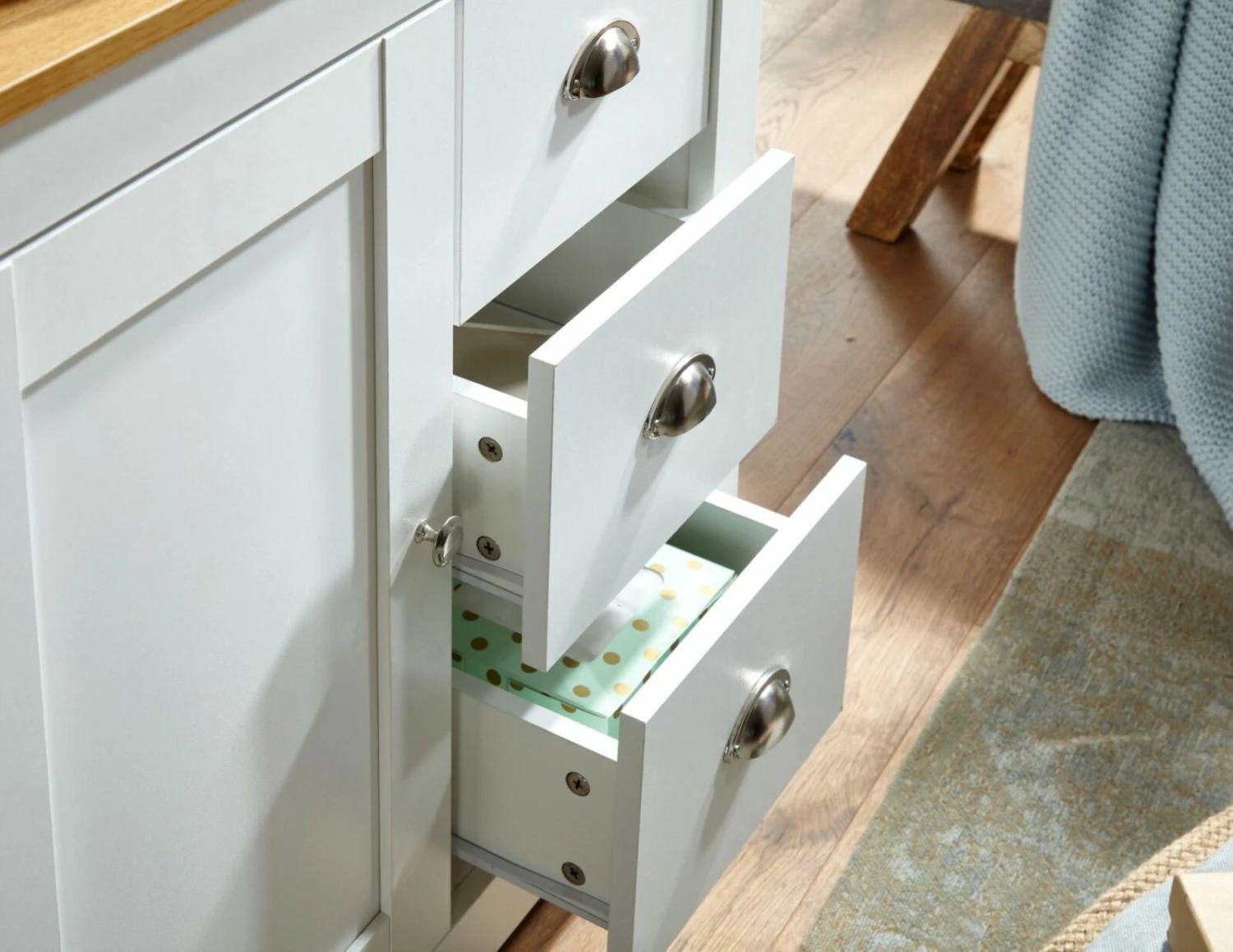 Kommode - weiß-Eiche - 35x81 cm 4 Kommode - weiß-Eiche - 35x81 cm – Bild 4