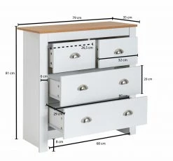 Kommode - weiß-Eiche - Schubkästen - 81 cm 6 Kommode - weiß-Eiche - Schubkästen - 81 cm -Wohnzimmer Verkäufe 9005274000 02 1600Wx1600H