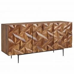Sideboard - Sheesham massiv - Füße schwarz - 144 cm breit