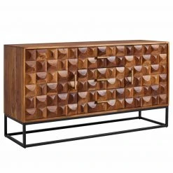Sideboard - Sheesham massiv - Füße schwarz - 145 cm breit
