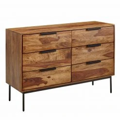 Sideboard - Sheesham massiv - 6 Schubkästen - 117 cm breit