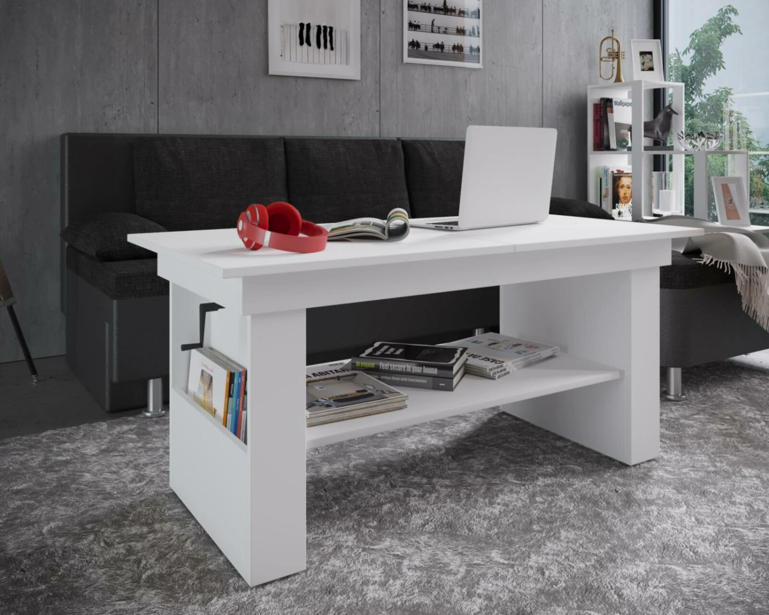 Couchtisch KOBILA - weiß - höhenverstellbar - 115 cm 3 Couchtisch KOBILA - weiß - höhenverstellbar - 115 cm – Bild 3