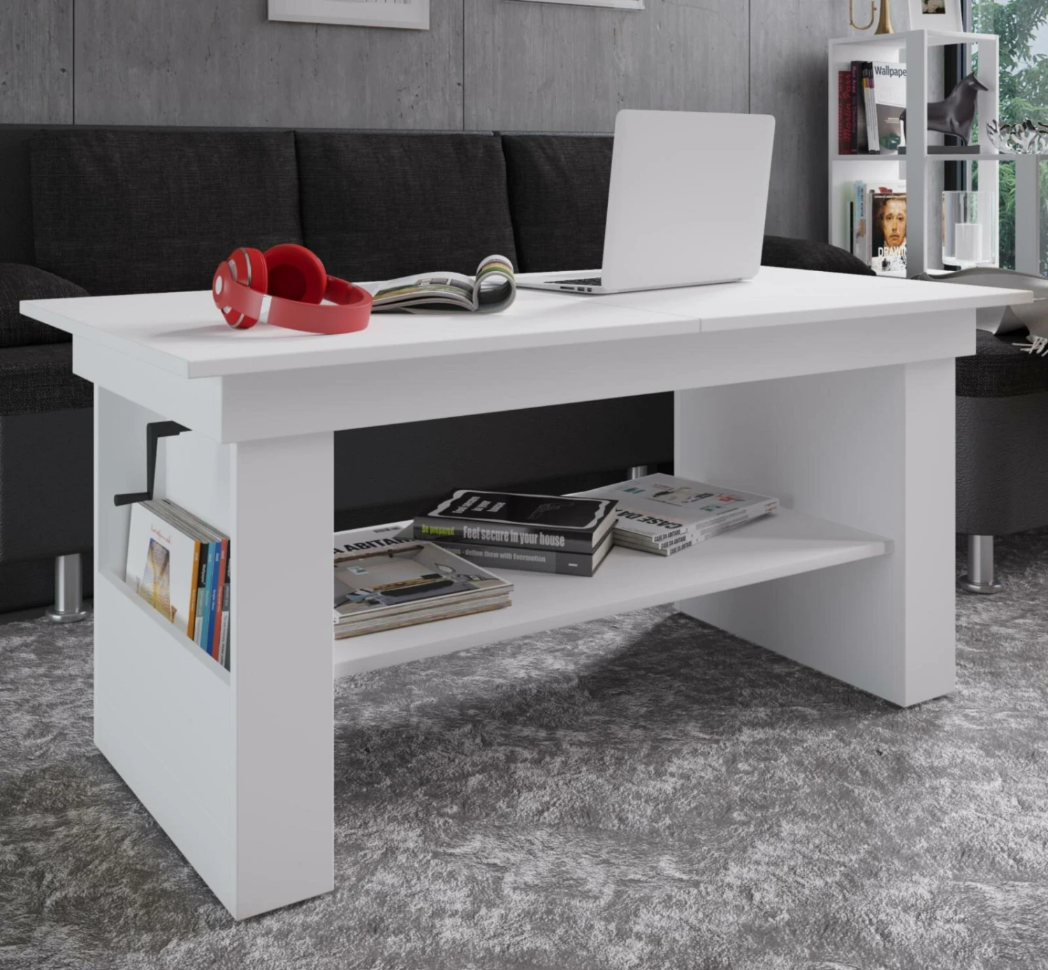 Couchtisch KOBILA - weiß - höhenverstellbar - 115 cm 2 Couchtisch KOBILA - weiß - höhenverstellbar - 115 cm – Bild 2