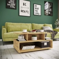 Couchtisch ESILA - Honig-Eiche - 5 Fächer - 80 cm -Wohnzimmer Verkäufe 9005453400 03 1600Wx1600H