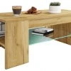 Couchtisch TUNAS - Honig-Eiche - Glasablage - 100 cm