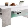 Couchtisch TUNAS - weiß-Beton - Glasablage - 100 cm