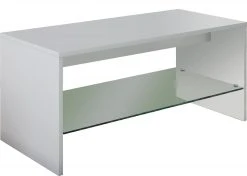 Couchtisch WISAL - weiß - Glasablage - 90 cm