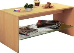 Couchtisch WISAL - Buche - Glasablage - 90 cm