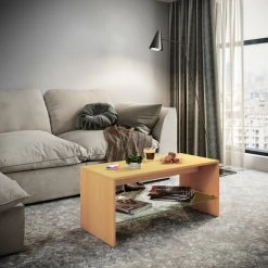 Couchtisch WISAL - Buche - Glasablage - 90 cm -Wohnzimmer Verkäufe 9005454000 03 1600Wx1600H