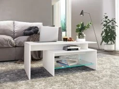 Couchtisch PILAS - weiß - Glasablage - 100 cm -Wohnzimmer Verkäufe 9005454200 03 1600Wx1600H