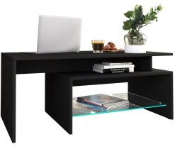 Couchtisch PILAS - schwarz - Glasablage - 100 cm