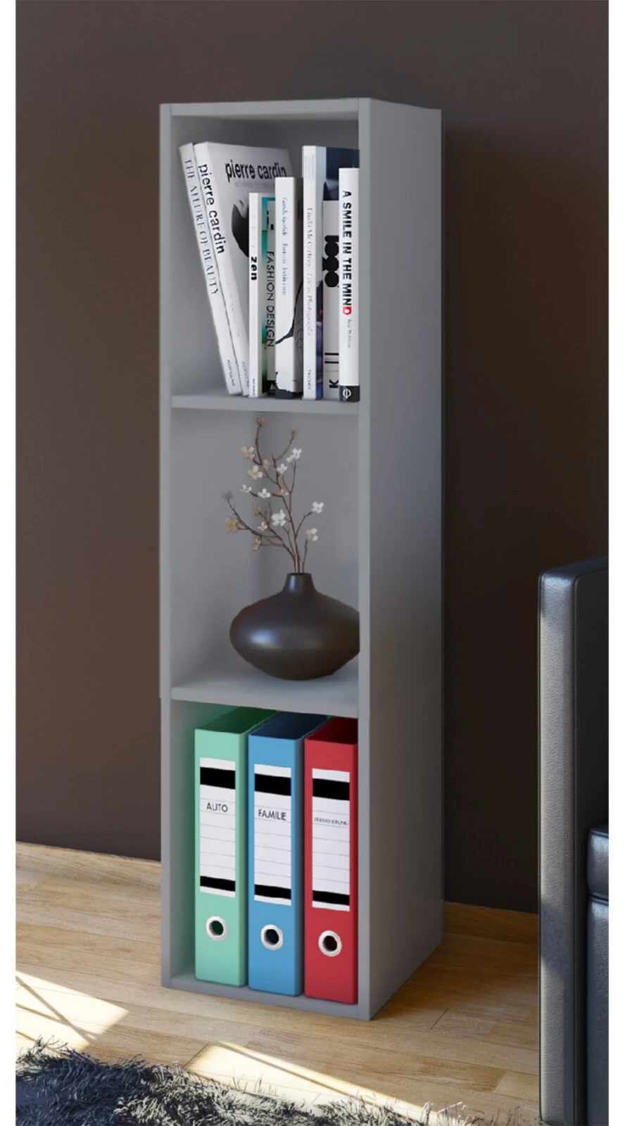 CD/DVD-Sammel-Regal MENDAS - grau - 3-Fach - 34 cm 2 CD/DVD-Sammel-Regal MENDAS - grau - 3-Fach - 34 cm – Bild 2