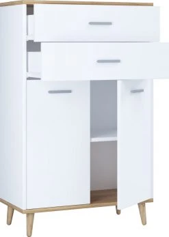 Seitenschrank LANDOS - weiß-Honig-Eiche - 60 cm