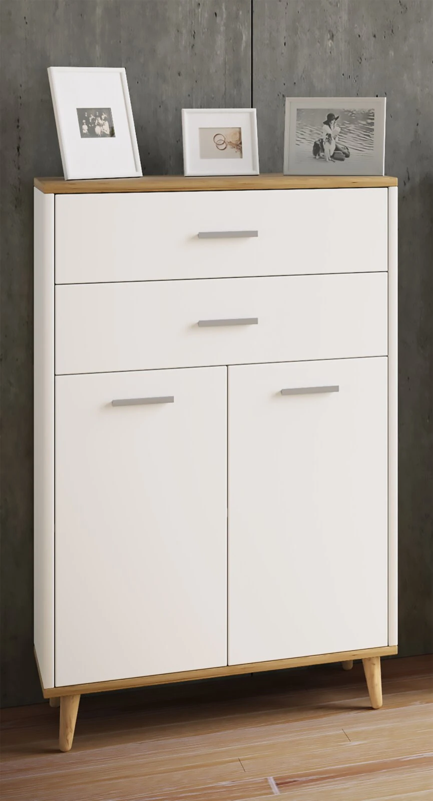 Seitenschrank LANDOS - weiß-Honig-Eiche - 60 cm 2 Seitenschrank LANDOS - weiß-Honig-Eiche - 60 cm – Bild 2
