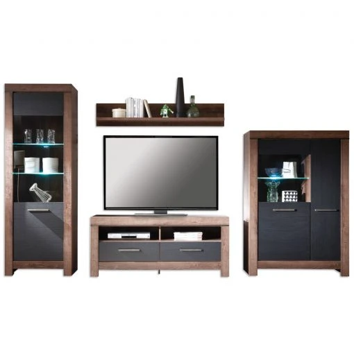 4-teiliges Wohnwand-Set - Schlammeiche-Schwarzeiche - Vitrine 7 4-teiliges Wohnwand-Set - Schlammeiche-Schwarzeiche - Vitrine -Wohnzimmer Verkäufe S000011300 1600Wx1600H