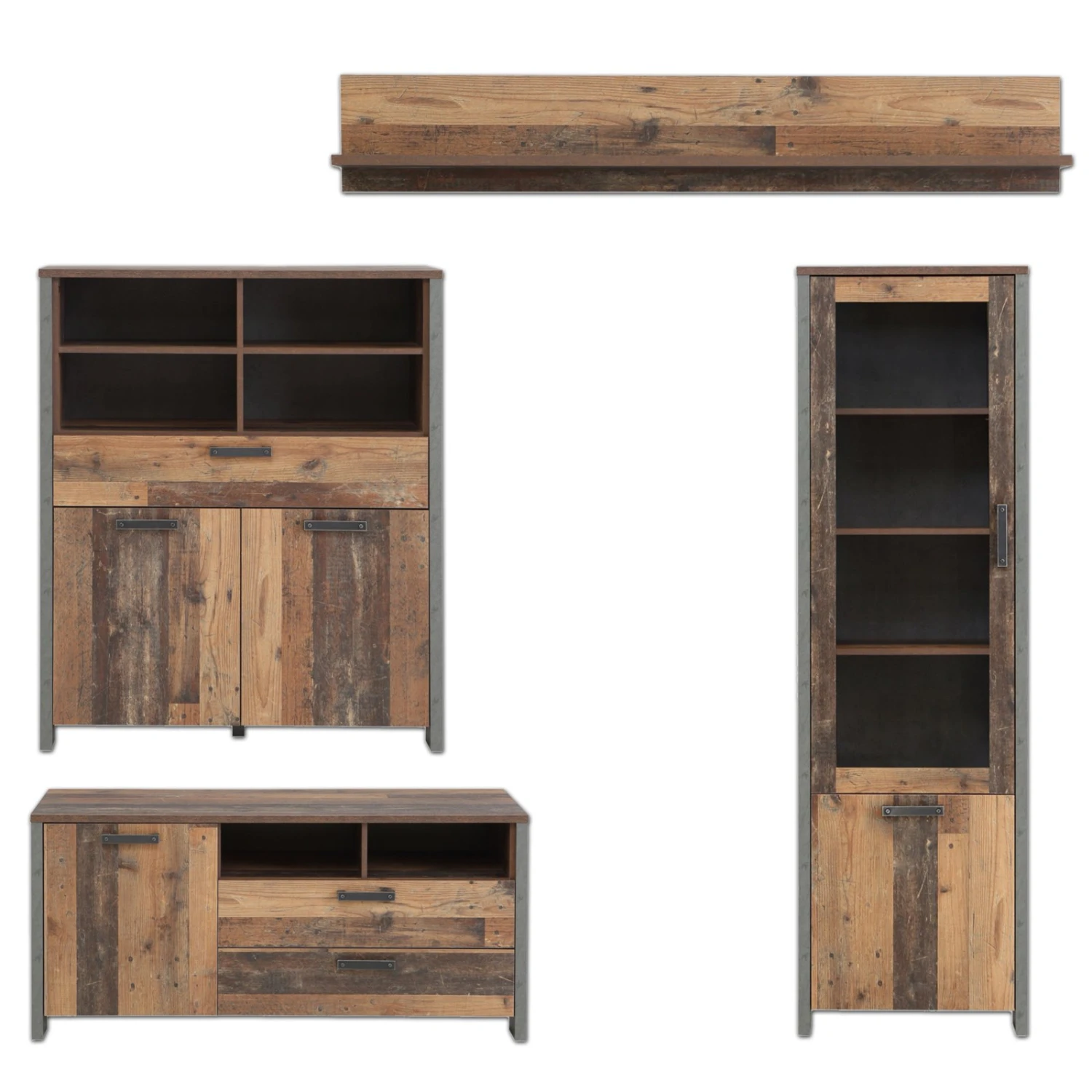 Wohnwand Set - Old Wood Vintage - 4-teilig 6 Wohnwand Set - Old Wood Vintage - 4-teilig – Bild 6